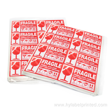 Permanent Fragile Care Warning Handling Stickers Labels